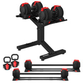 CORTEX Revolock V2 48kg Adjustable All-in-One Dumbbell + Barbell + Kettlebell Set with Stand (24kg Pair)
