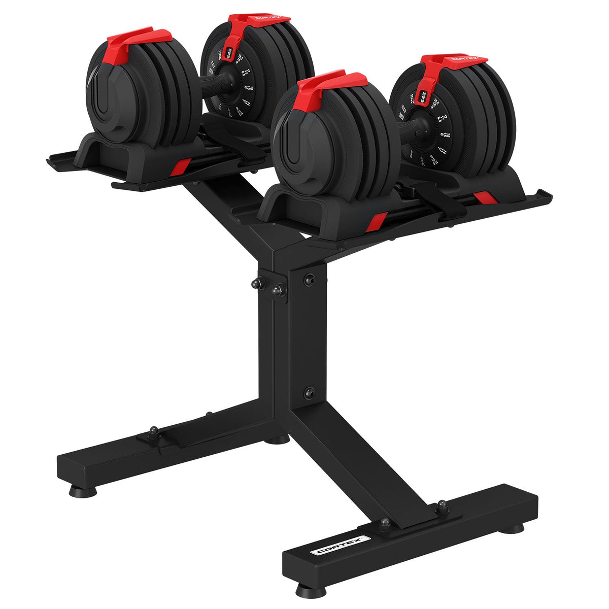 CORTEX Revolock V2 48kg Adjustable All-in-One Dumbbell + Barbell + Kettlebell Set with Stand (24kg Pair)