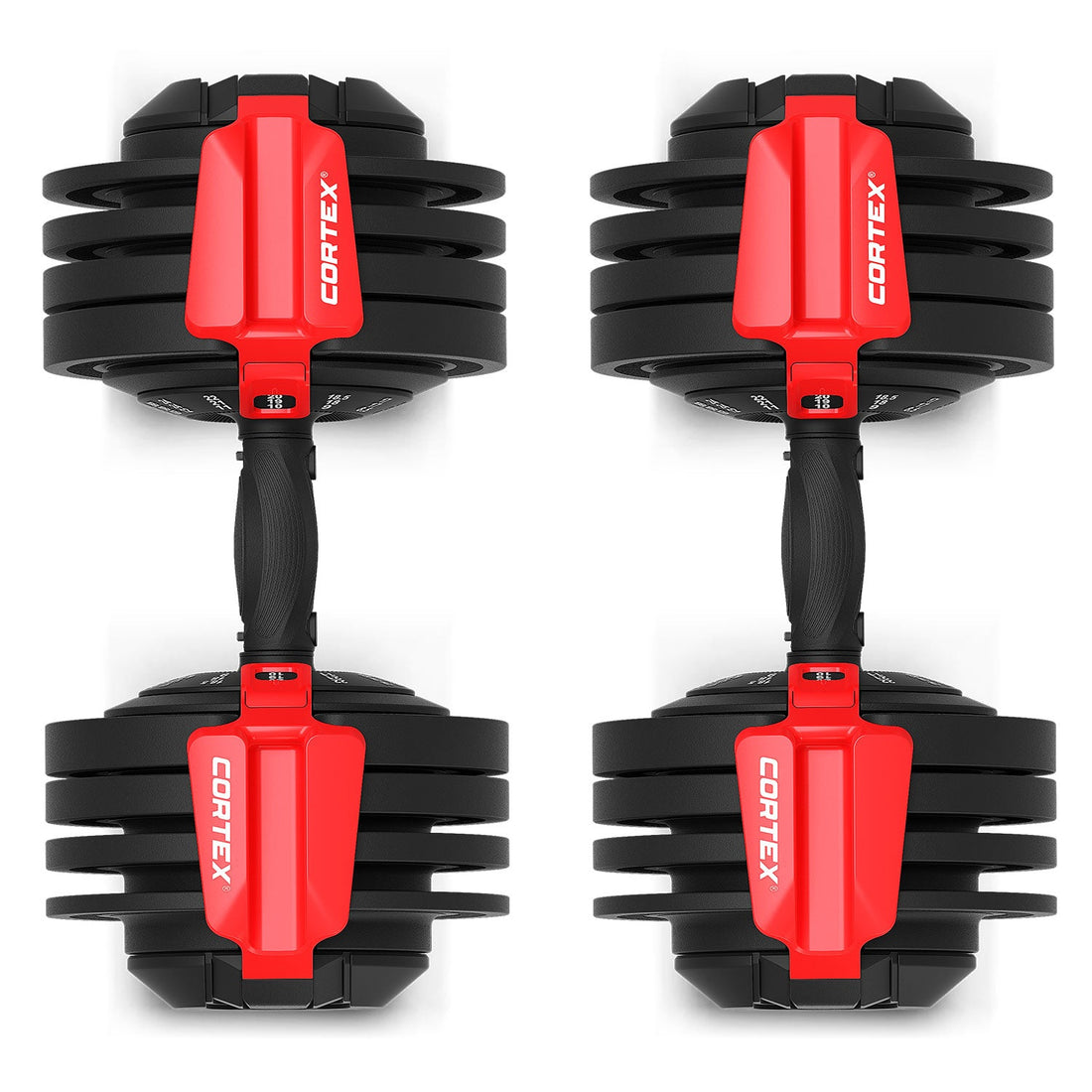 CORTEX Revolock V2 48kg Adjustable All-in-One Dumbbell + Barbell + Kettlebell Set with Stand (24kg Pair)