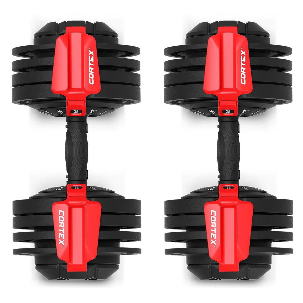 CORTEX Revolock V2 48kg Adjustable All-in-One Dumbbell + Barbell + Kettlebell Set with Stand (24kg Pair)