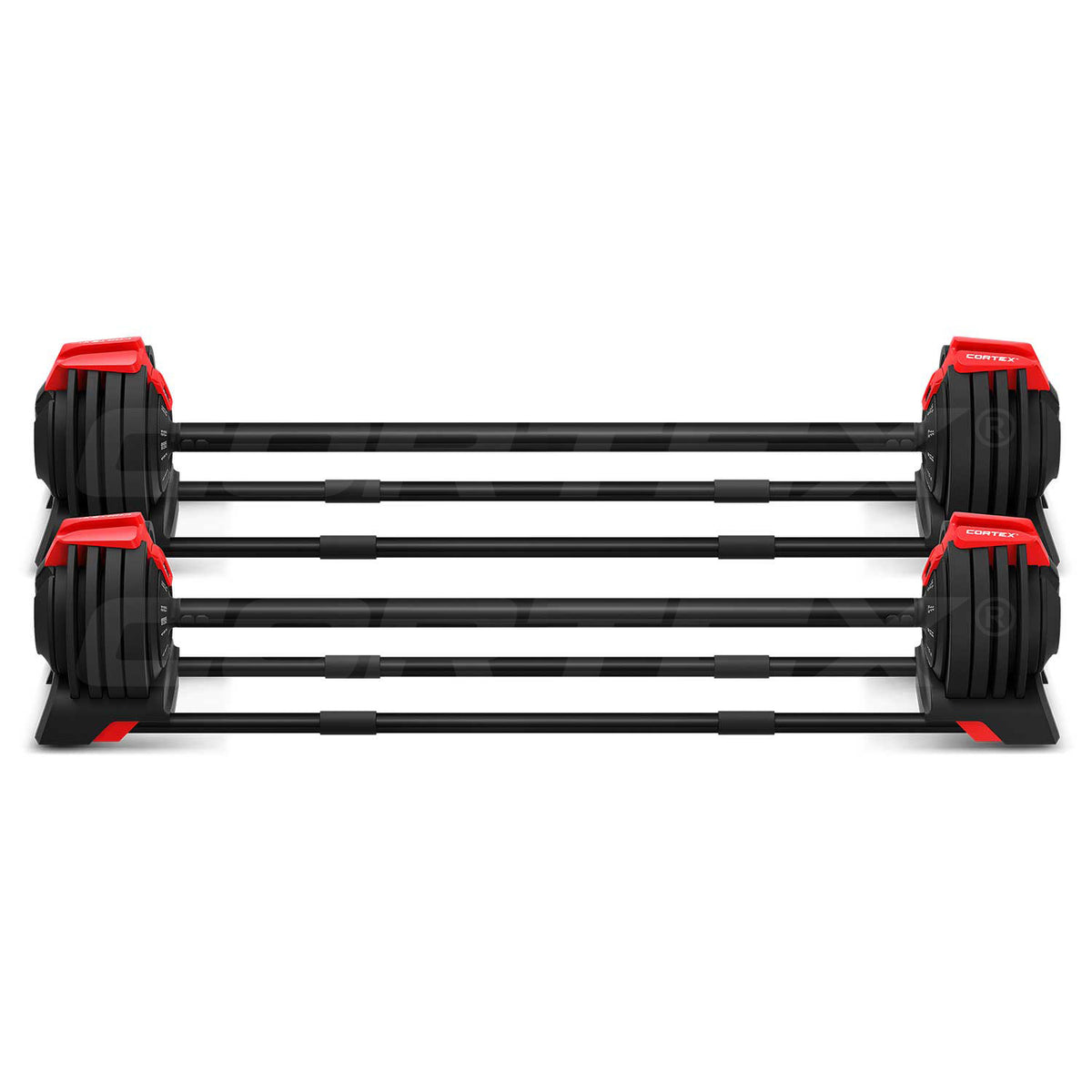 CORTEX Revolock V2 48kg Adjustable Steel All-in-One Dumbbell + Barbell + Kettlebell Pair Set