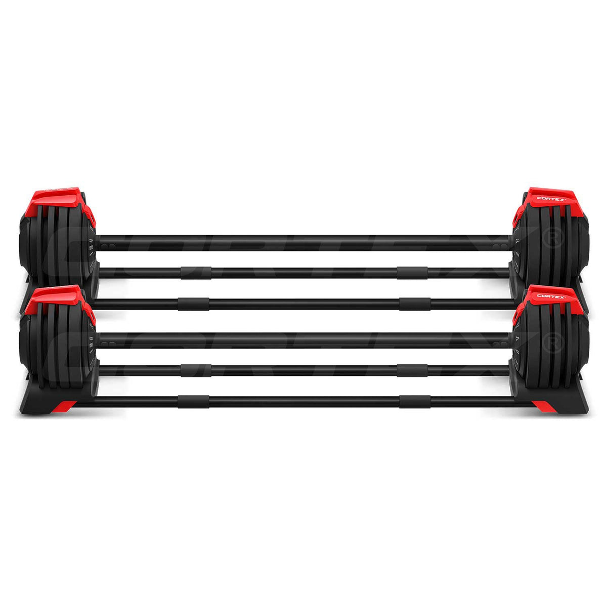 CORTEX Revolock V2 48kg Adjustable Steel All-in-One Dumbbell + Barbell + Kettlebell Pair Set