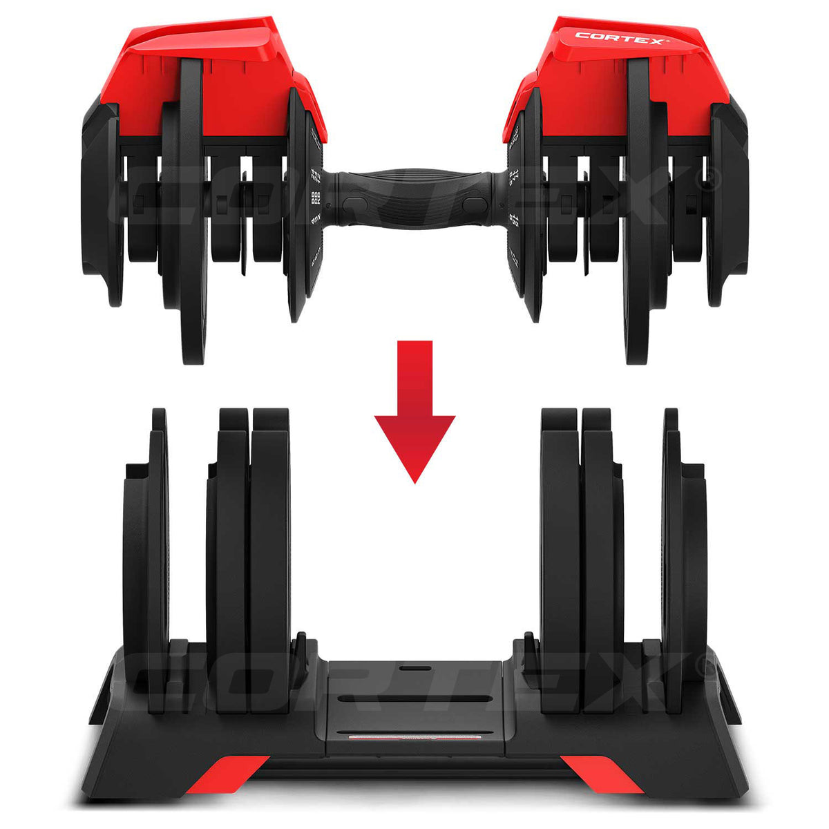 CORTEX Revolock V2 48kg Adjustable Steel All-in-One Dumbbell + Barbell + Kettlebell Pair Set