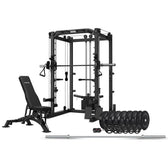 CORTEX SM-20 (Set E) 6-in-1 Power Rack with Smith & Cable Machine + BN-9 Bench + 130kg Olympic Bumper Weight Plate & Barbell Package