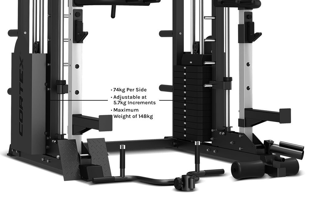 CORTEX SM-25 6-In-1 Power Rack With Smith & Cable Machine Package (Set C) with BN9 Bench + 100kg Olympic Weight Plate & Barbell Package