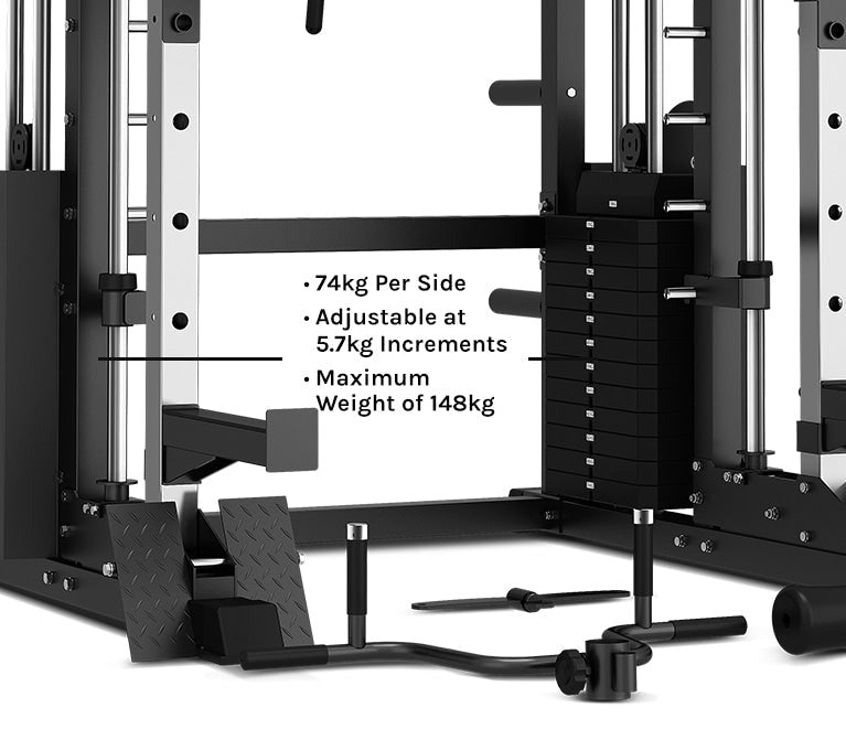 CORTEX SM-25 6-In-1 Power Rack with Smith & Cable Machine Package (Set H) with 48kg Revolock V2 Adjustable Dumbbells + 100kg Tri-Grip V2 Weight Plate & Barbell Package