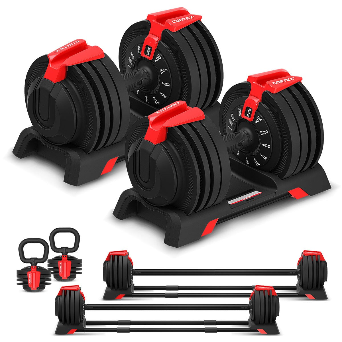 CORTEX SM-25 6-In-1 Power Rack with Smith & Cable Machine Package (Set H) with 48kg Revolock V2 Adjustable Dumbbells + 100kg Tri-Grip V2 Weight Plate & Barbell Package