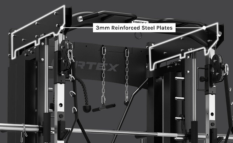 Multi-functional home gym equipment with Smith machine, cable crossover, and adjustable weight stack