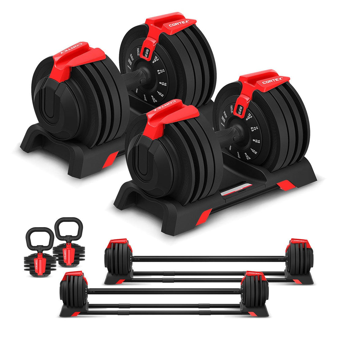 CORTEX SM-26 6-In-1 Power Rack with Dual Stack Smith & Cable Machine Package (Set E) + 48kg Revolock V2 Adjustable Dumbbells + 130kg Pro Bumper Plate & Barbell Package
