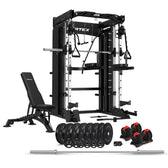 CORTEX SM-26 6-In-1 Power Rack with Dual Stack Smith & Cable Machine Package (Set E) + 48kg Revolock V2 Adjustable Dumbbells + 130kg Pro Bumper Plate & Barbell Package