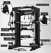 CORTEX SM-26 6-In-1 Power Rack with Dual Stack Smith & Cable Machine Ultimate Package (Set F) + 48kg Revolock V2 Adjustable Dumbbells + 130kg Pro Bumper Plate & Barbell Package