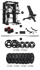 CORTEX SM-26 6-In-1 Power Rack with Dual Stack Smith & Cable Machine Ultimate Package (Set F) + 48kg Revolock V2 Adjustable Dumbbells + 130kg Pro Bumper Plate & Barbell Package