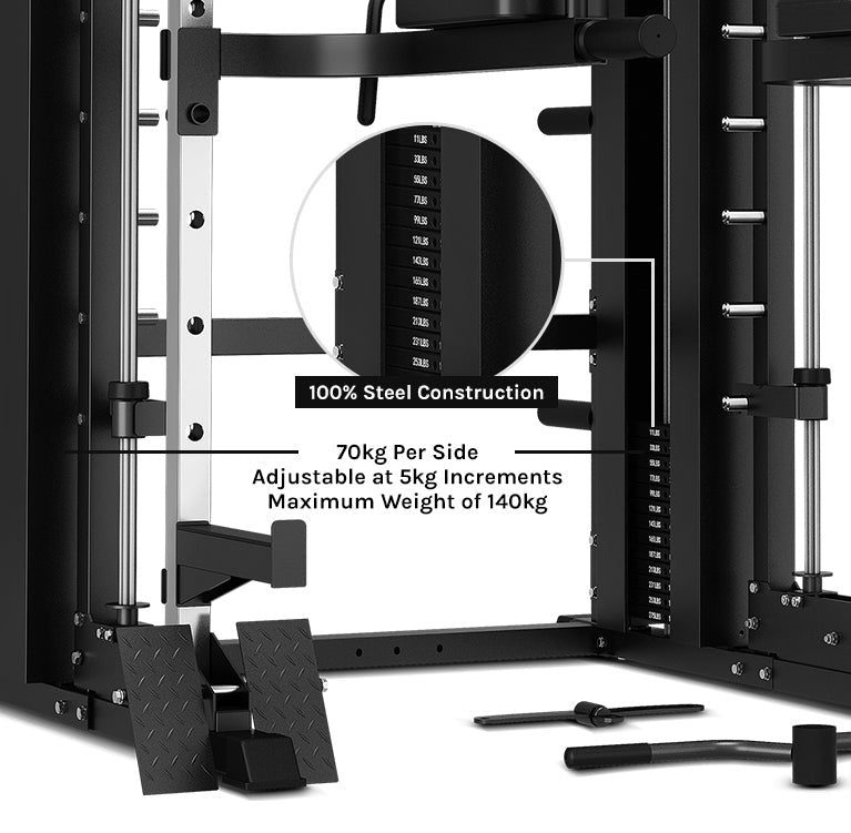 CORTEX SM-26 6-In-1 Power Rack with Dual Stack Smith & Cable Machine Ultimate Package (Set F) + 48kg Revolock V2 Adjustable Dumbbells + 130kg Pro Bumper Plate & Barbell Package