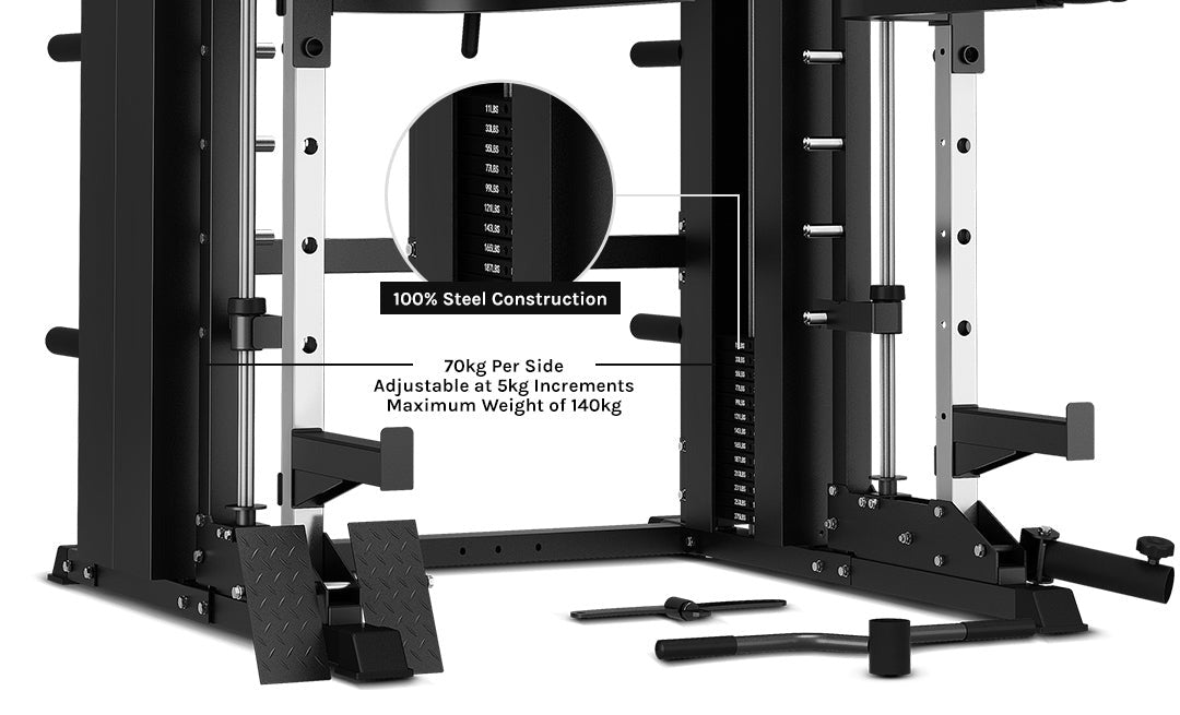 CORTEX SM-26 6-In-1 Power Rack with Dual Stack Smith & Cable Machine Ultimate Package (Set F) + 48kg Revolock V2 Adjustable Dumbbells + 130kg Pro Bumper Plate & Barbell Package