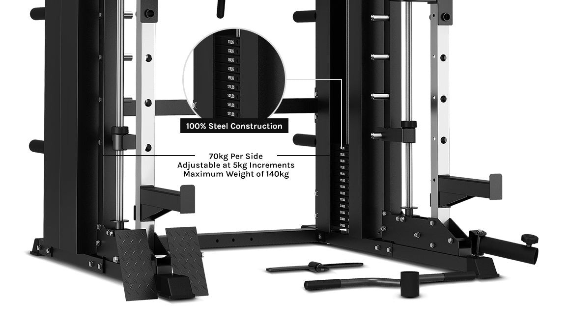 CORTEX SM-26 6-In-1 Power Rack featuring dual stack Smith machine and cable system for versatile strength training at home.