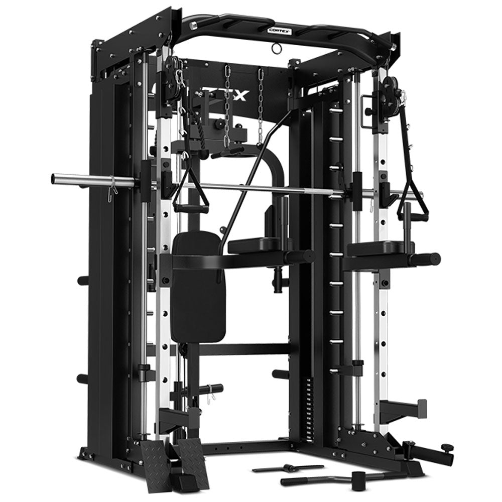 Corex Machine CORTEX SM-26 6-In-1 Power Rack with Dual Stack Smith & Cable Machine ...