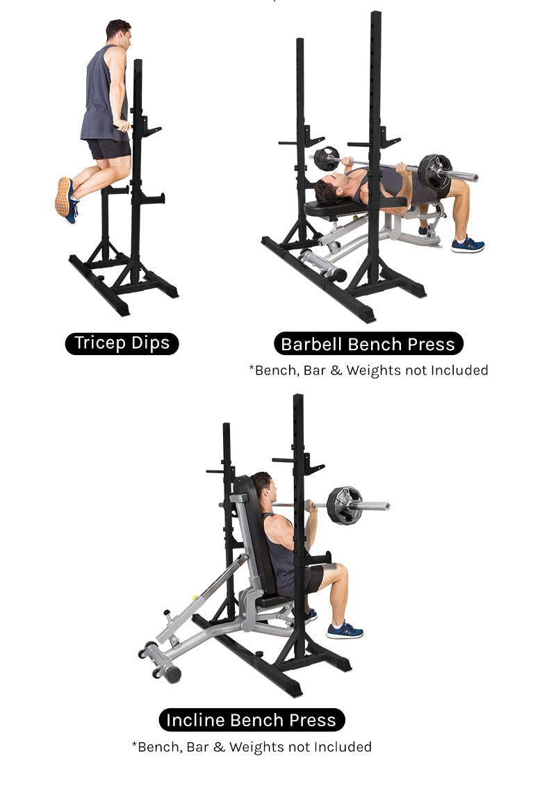 CORTEX SR-10 Portable Squat Rack Package (Set C) with 100kg Olympic Tri-Grip V2 Weight Plates & Barbell Set