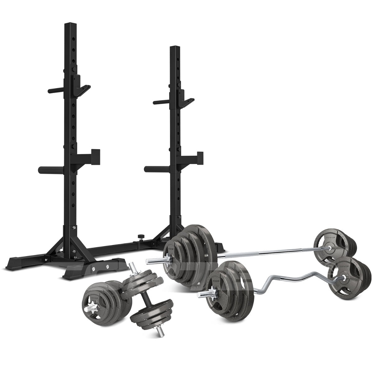 Cortex SR10 Portable Squat Rack Package (Set B) with 90kg Standard Tri-Grip Weight and Bar Set