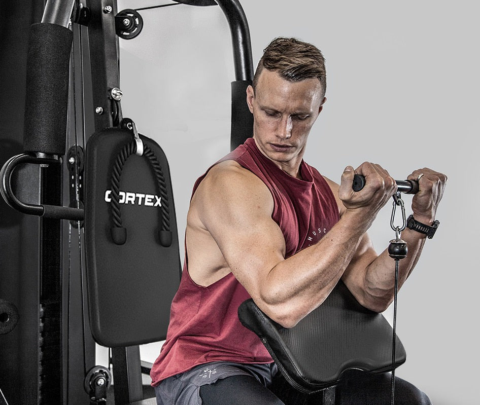 CORTEX SS3 Home Gym featuring integrated front/rear fly, ergonomic design, and multi-function capabilities for full-body workouts, ideal for home fitness enthusiasts.