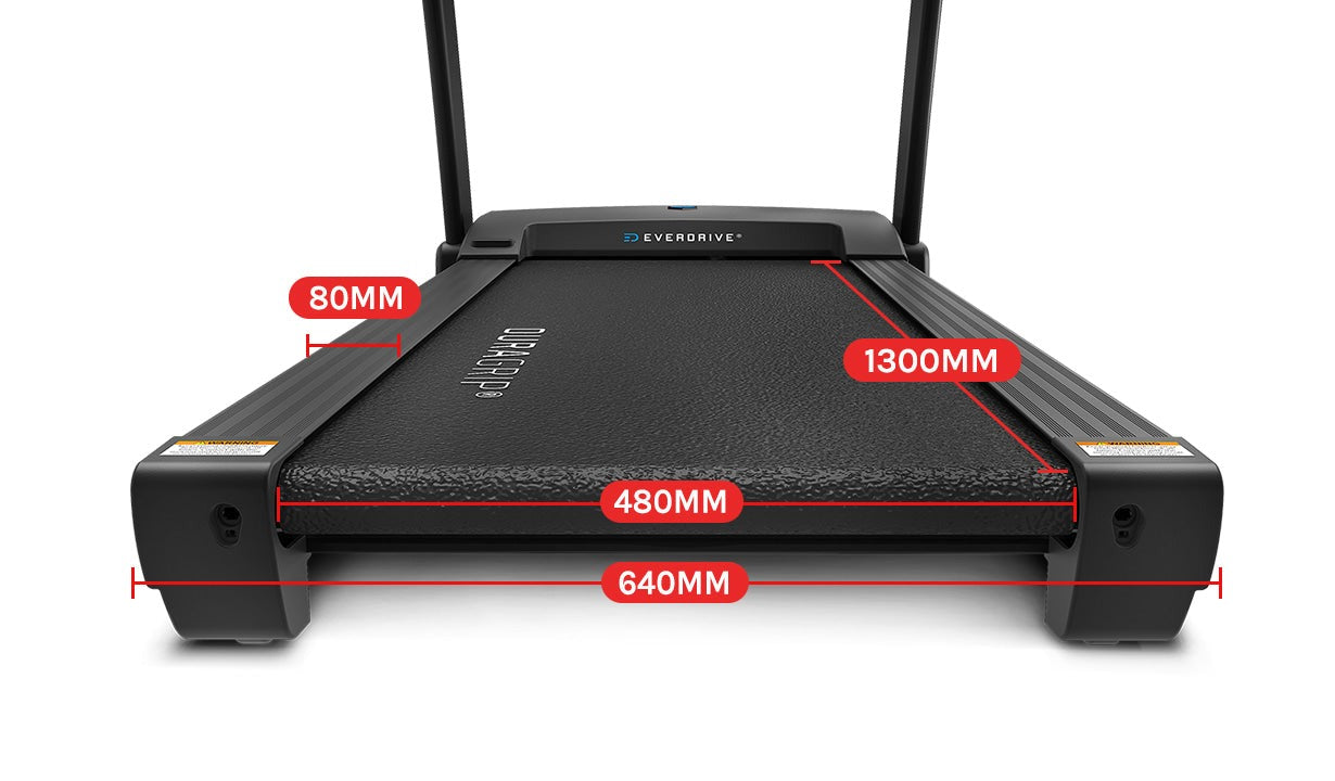 Large running area on the Lifespan Fitness Boost 2 Treadmill offering comfort and safety during workouts.