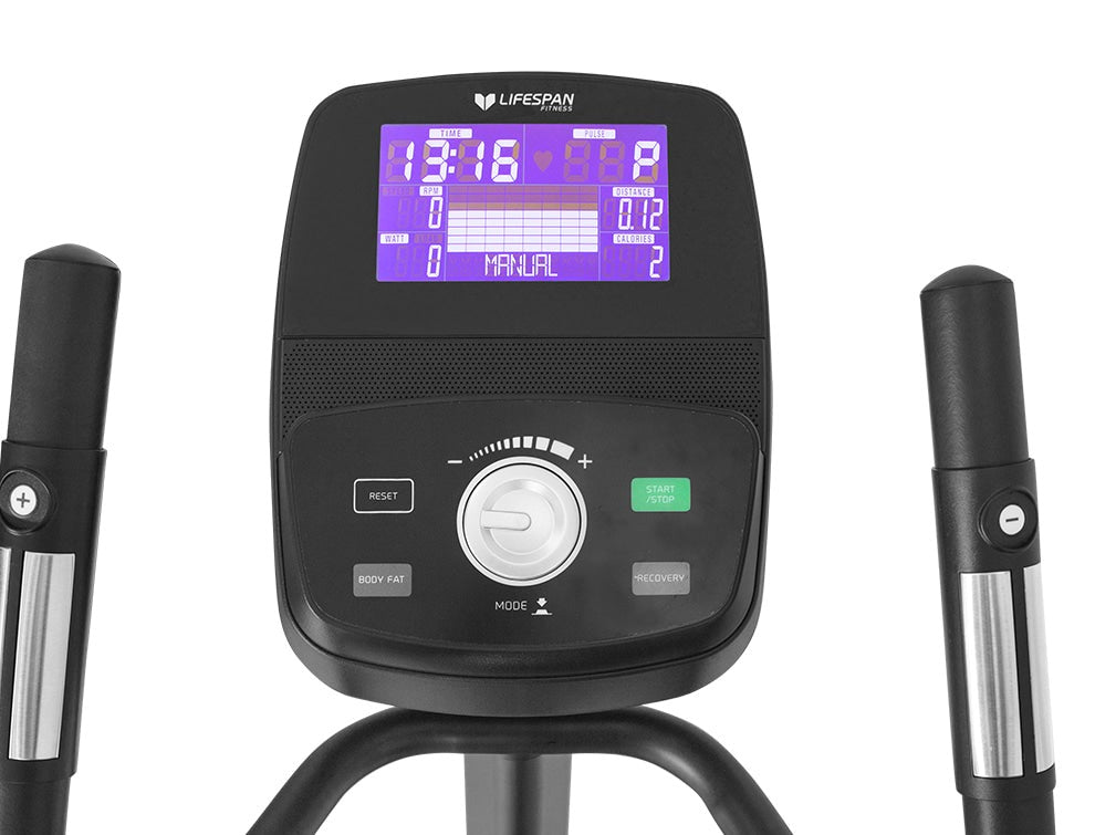 Lifespan Fitness EXC-100 Commercial Exercise Bike featuring adjustable seat, multi-functional handlebars, and a sleek design, ideal for home workouts and fitness enthusiasts.