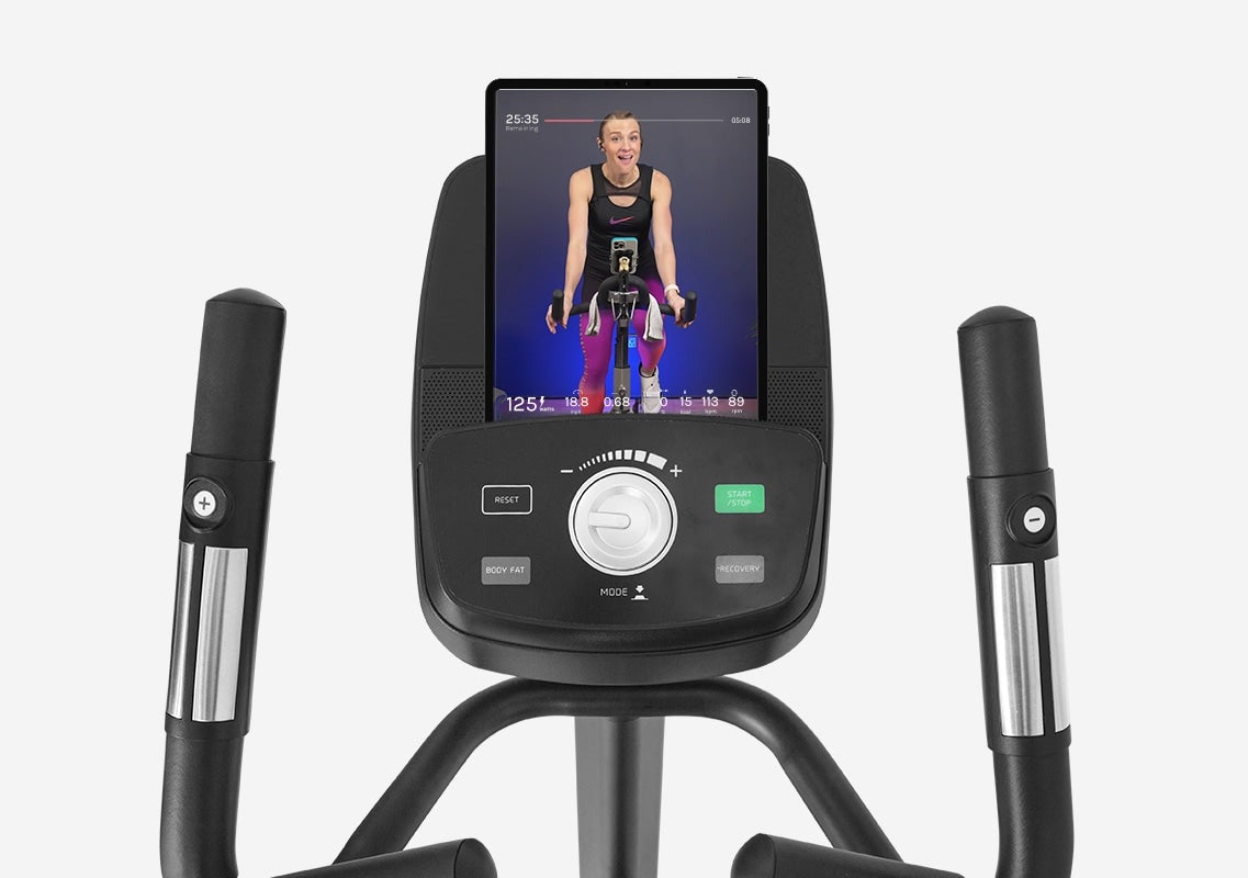 Lifespan Fitness EXC-100 Commercial Exercise Bike comes with an ipad and tablet holder