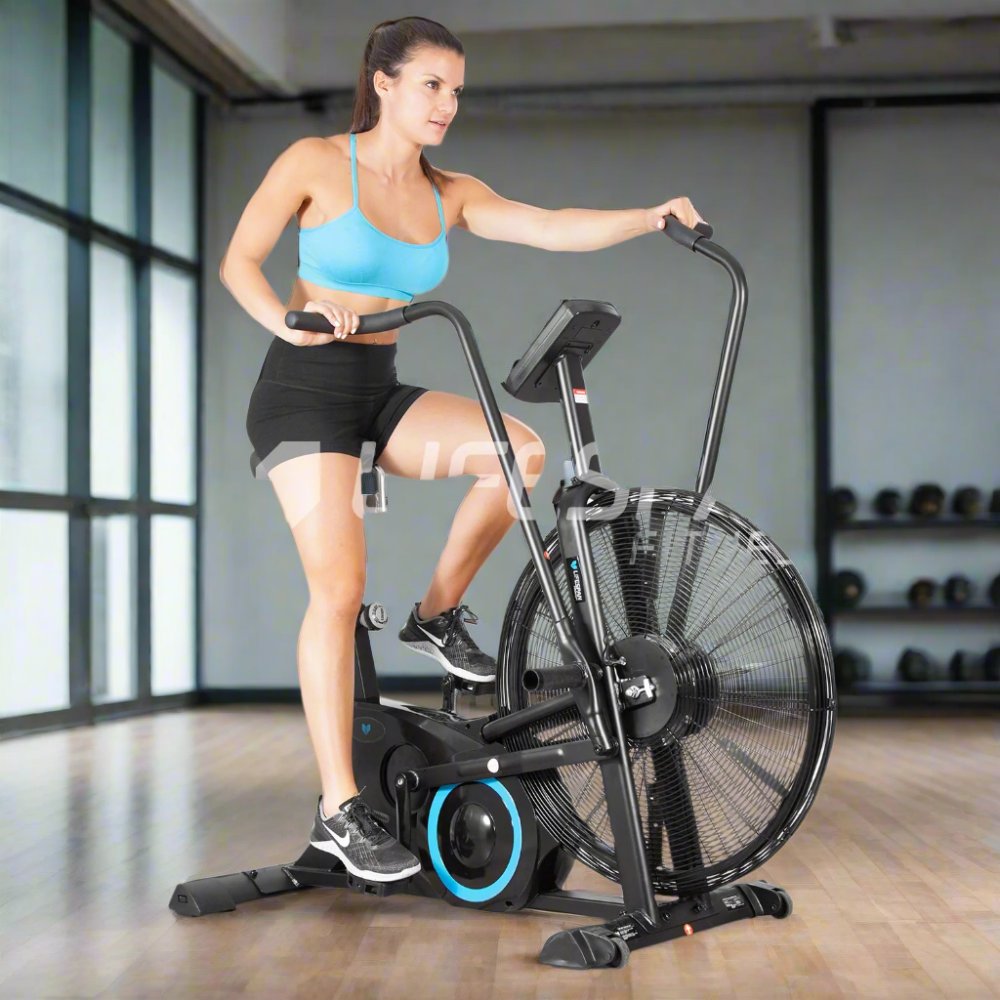 Lifespan Fitness EXER-90H Exercise Bike with adjustable seat and air resistance fan, designed for high-intensity cardio workouts and home fitness.