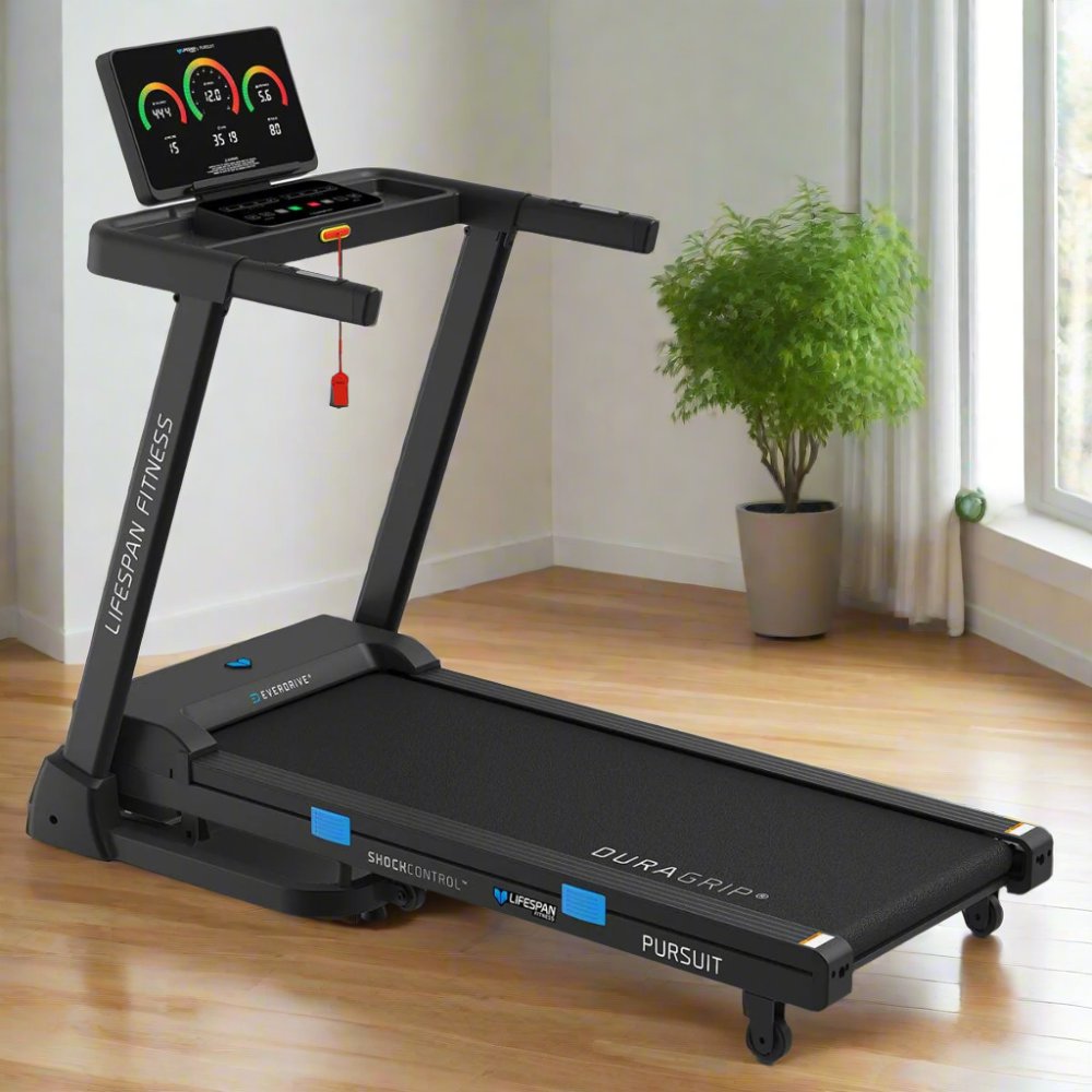 Lifespan Fitness Pursuit 3 Treadmill with digital display, designed for home workouts, featuring an easy-to-use interface and compact design for space-saving fitness.