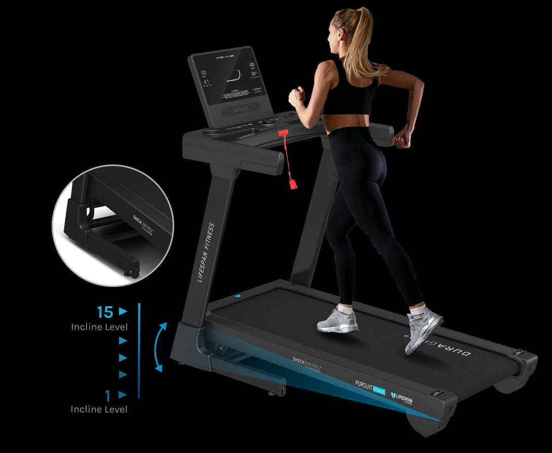 Lifespan Fitness Pursuit MAX Treadmill with adjustable incline settings for versatile home workouts.