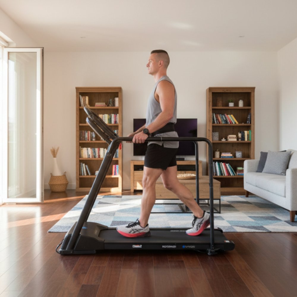 Lifespan Fitness Reformer 2 Rehabilitation Treadmill with adjustable handrails, safety features, and user-friendly control panel, designed for rehabilitation and fitness.