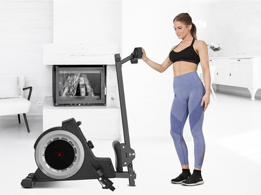 Lifespan Rower-445 Rowing Machine folded for storage