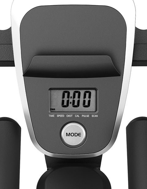 Close-up of the adjustable seat on the Lifespan Fitness SM-110 Magnetic Spin Bike, featuring ergonomic design and multiple height settings for enhanced comfort during indoor cycling workouts.
