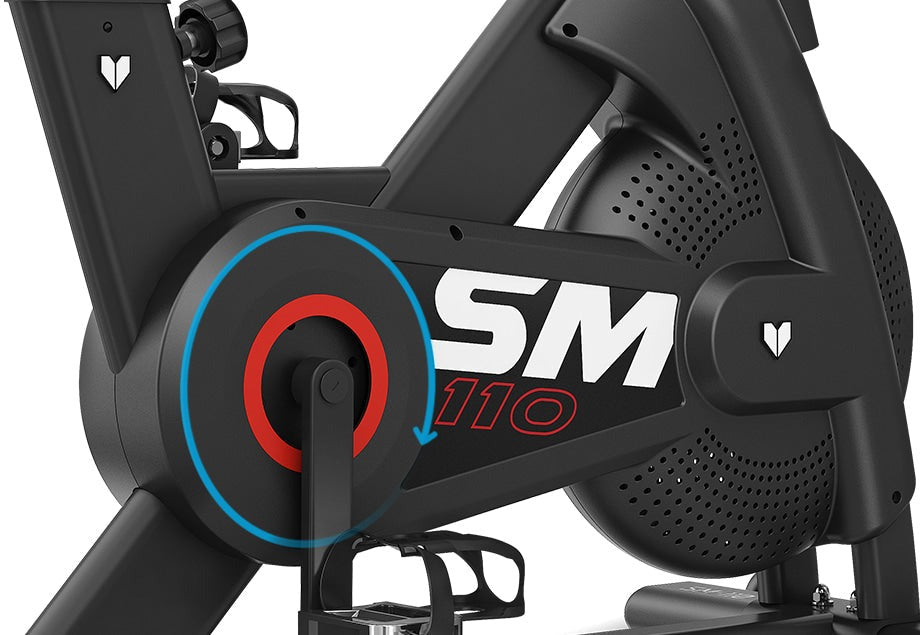 Lifespan Fitness SM-110 Magnetic Spin Bike featuring adjustable handlebars, a digital display for tracking speed and calories, and a compact design ideal for home workouts.