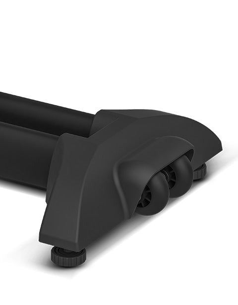 Close-up of a user pressing the red stop button on the Lifespan Fitness SM720i Spin Bike, designed for effective indoor cycling workouts with incline and decline features.