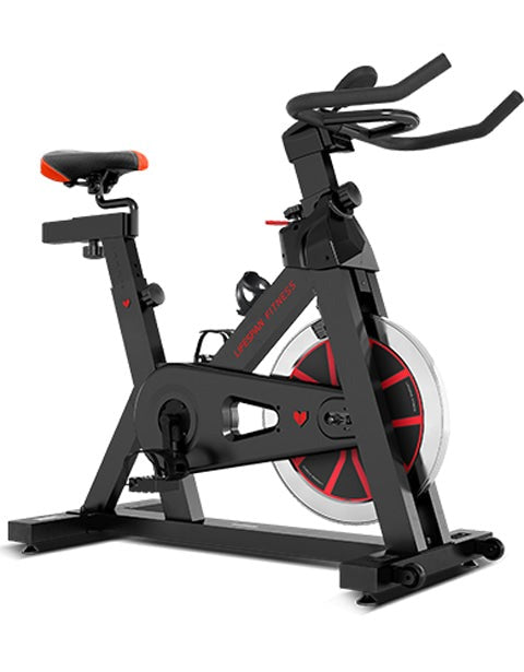 Lifespan Fitness SP-310 M2 Spin Bike featuring adjustable seat and handlebar, sturdy frame, and flywheel for smooth indoor cycling workouts.