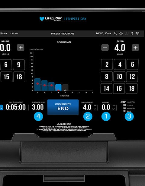 Lifespan Fitness Tempest CRX Commercial Treadmill showcasing advanced ShockControl technology, a durable running surface, and a touch display panel for gym and fitness enthusiasts.