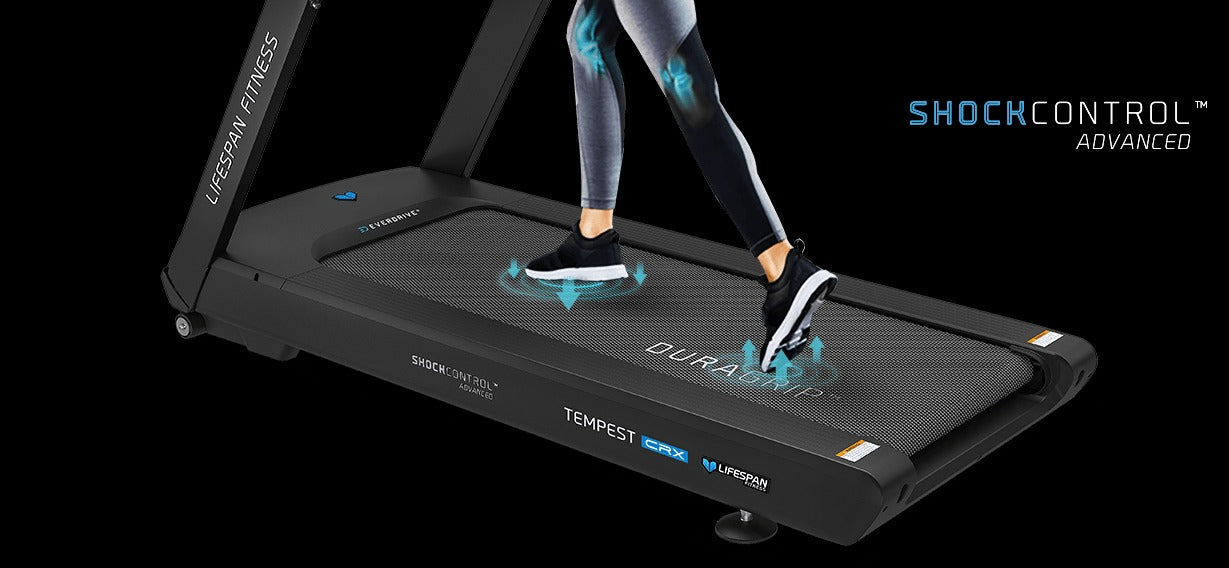 Lifespan Fitness Tempest CRX Commercial Treadmill touchscreen displaying media options, ideal for interactive workouts and entertainment.