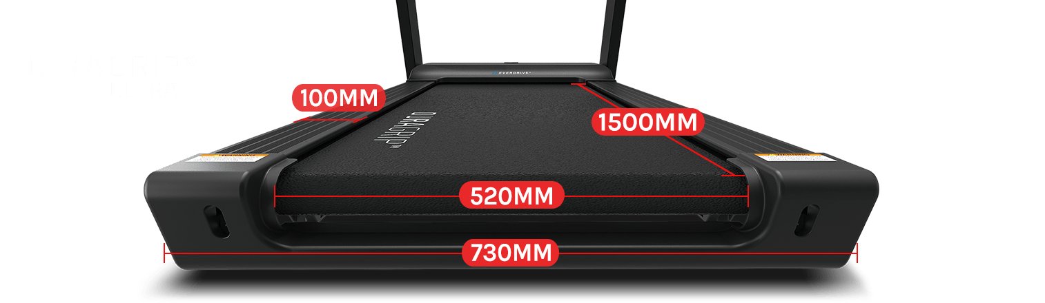 Viper M5 Smart Treadmill with convenient space-saving design and transportation wheels.