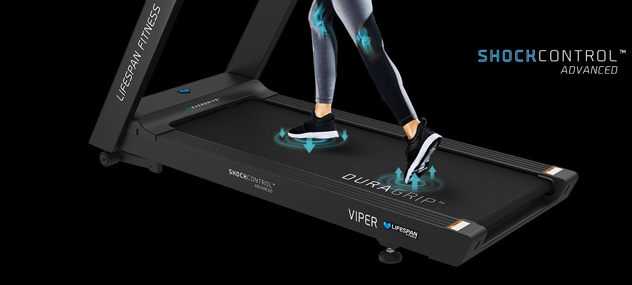 Viper M5 Smart Treadmill with ShockControl cushioning for enhanced running comfort.