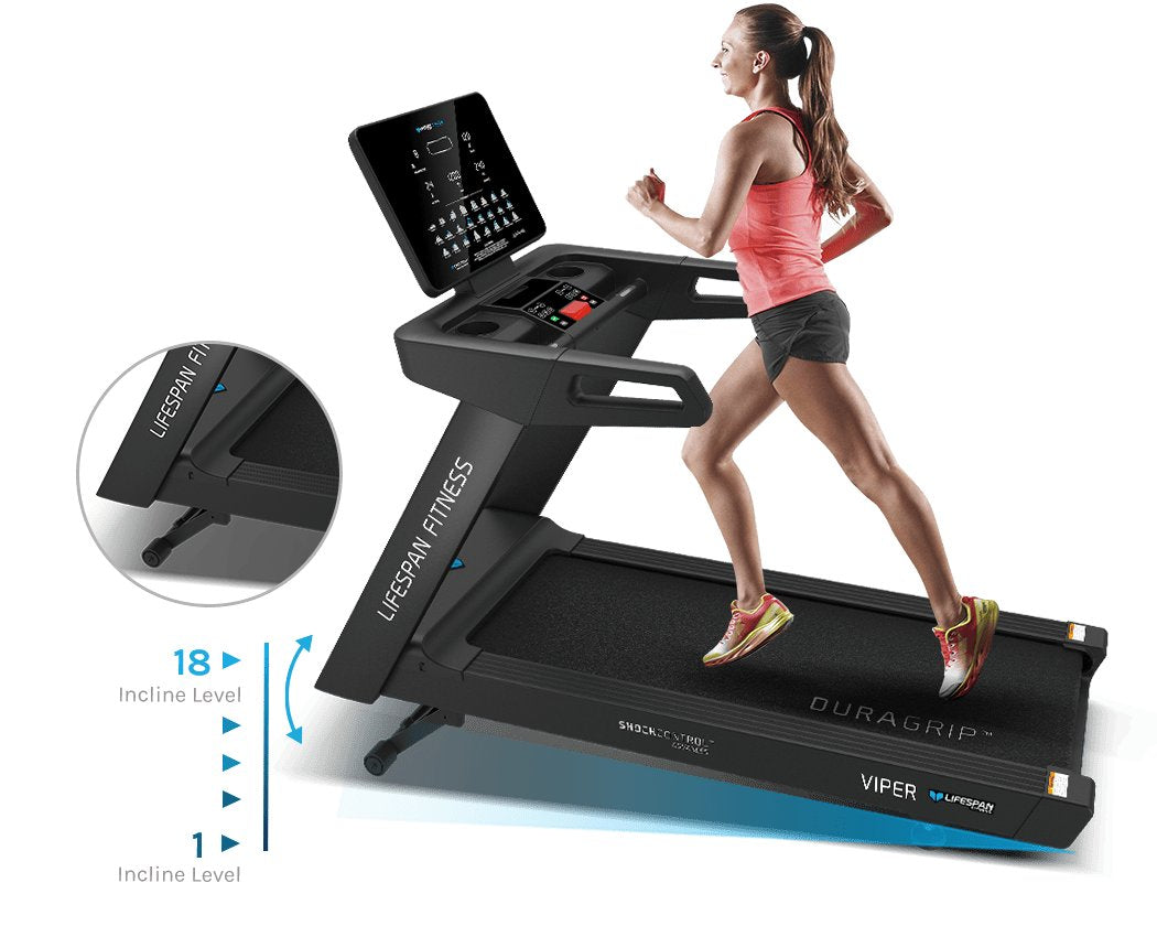 Lifespan Fitness Viper M4 Treadmill featuring automatic incline levels and preset programs for varied training