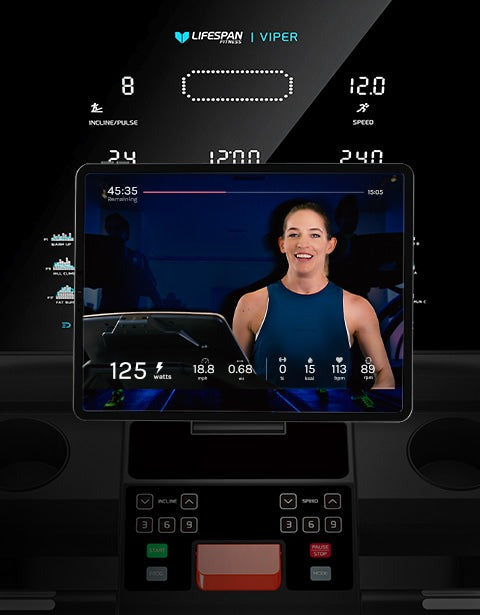 Lifespan Fitness Viper M4 Treadmill console offering FitLink compatibility for seamless fitness tracking