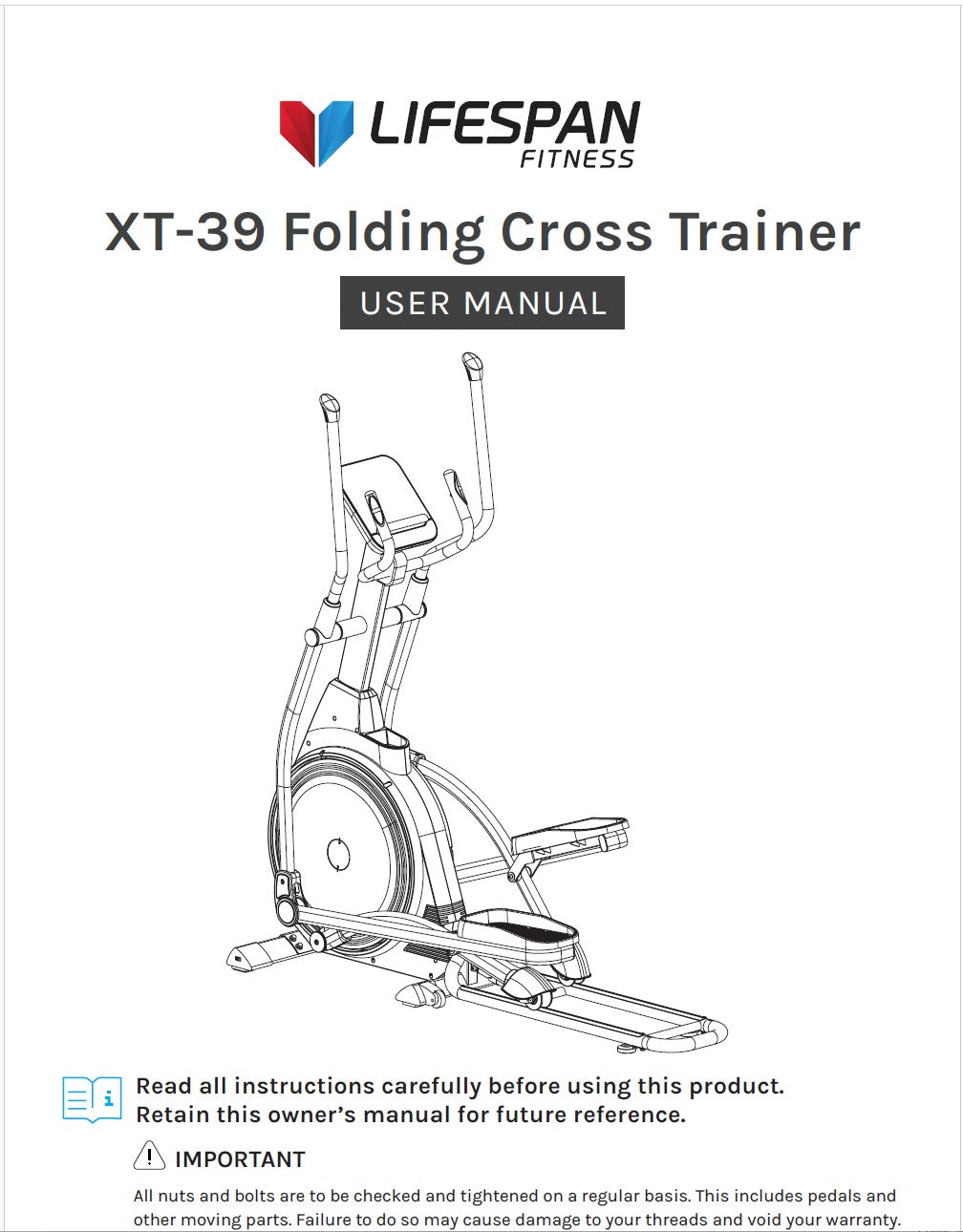 Lifespan Fitness XT-39 Folding Cross Trainer