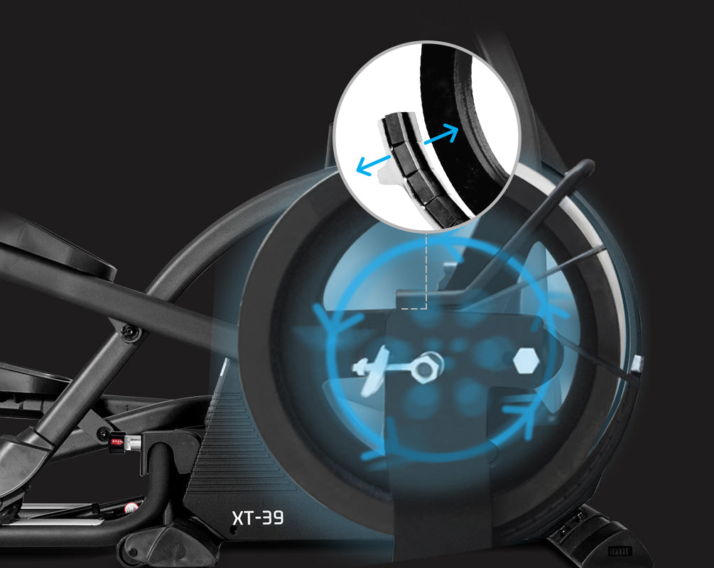 Close-up of a foot on the pedal of the Lifespan Fitness XT-39 Folding Cross Trainer, showcasing its ergonomic design for effective low-impact workouts.