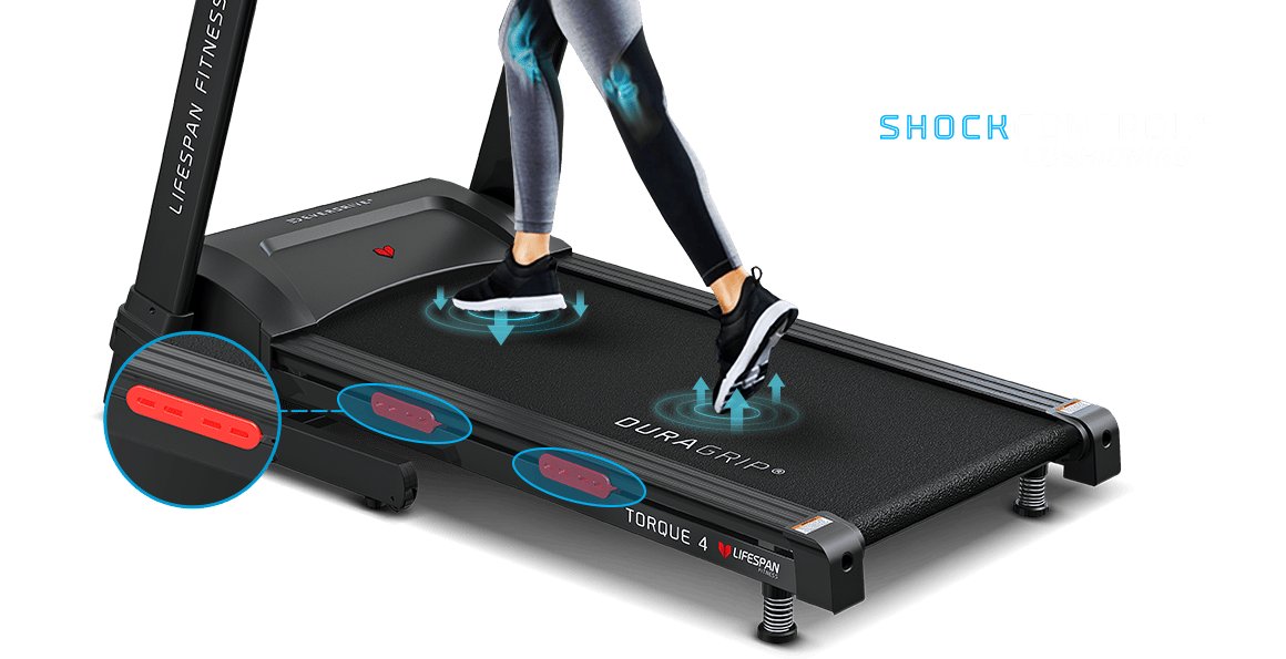 Lifespan Fitness Torque 4 Treadmill with advanced ShockControl cushioning for joint protection.