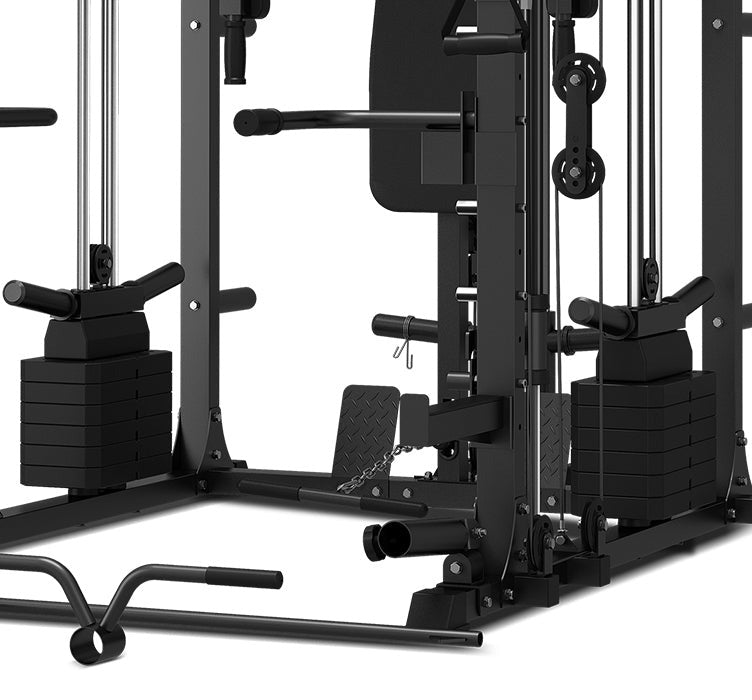 LSG GRK200 10-in-1 Home Gym Station, Power Rack, Smith Machine and Cable Crossover + 90kg Olympic Barbell & Bumper Plate Package