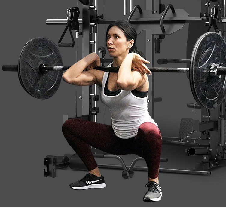 LSG GRK200 10-in-1 Home Gym Station, Power Rack, Smith Machine and Cable Crossover + 90kg Olympic Barbell & Bumper Plate Package