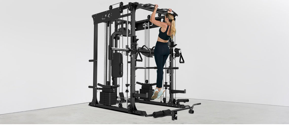 LSG GRK200 10-in-1 Home Gym Station, Power Rack, Smith Machine and Cable Crossover + 90kg Olympic Barbell & Bumper Plate Package