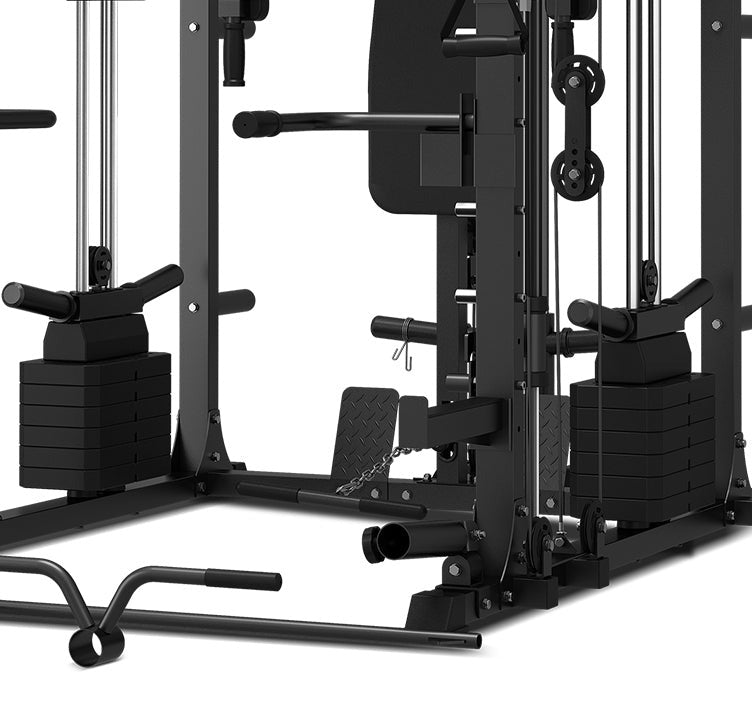 LSG GRK200 10-in-1 Home Gym Station, Power Rack, Smith Machine and Cable Crossover + 90kg Olympic Barbell Weight Plate Set