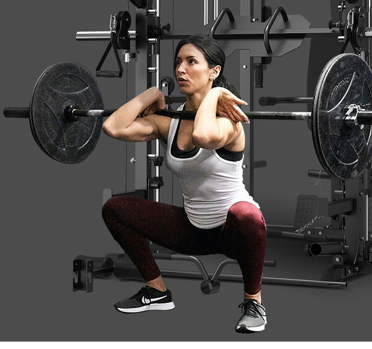 LSG GRK200 10-in-1 Home Gym Station, Power Rack, Smith Machine and Cable Crossover + 90kg Olympic Barbell Weight Plate Set