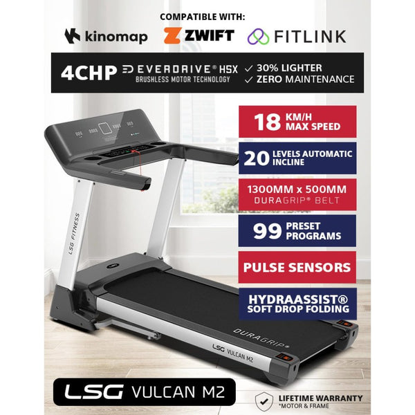 LSG Vulcan M2 treadmill with digital display and durable design for home workouts